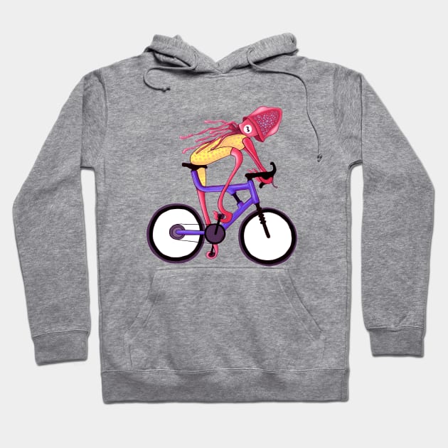 Mountain Biking Squid Hoodie by KikoeART